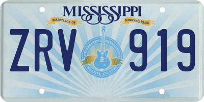 MS license plate ZRV919
