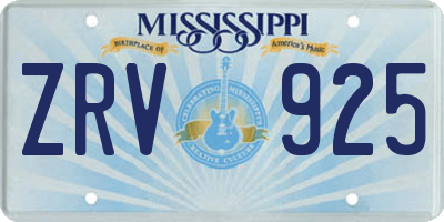 MS license plate ZRV925