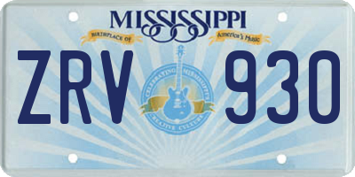 MS license plate ZRV930