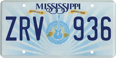 MS license plate ZRV936