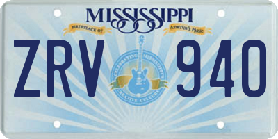 MS license plate ZRV940