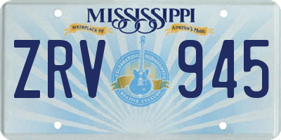 MS license plate ZRV945