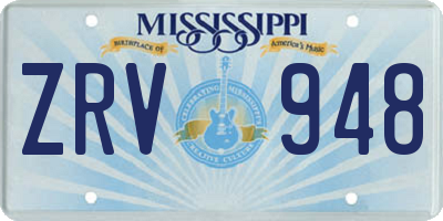 MS license plate ZRV948