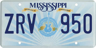 MS license plate ZRV950
