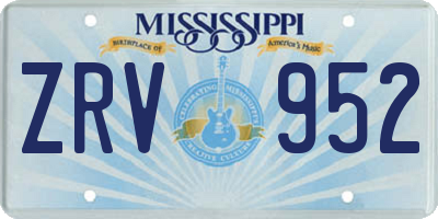 MS license plate ZRV952