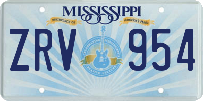 MS license plate ZRV954
