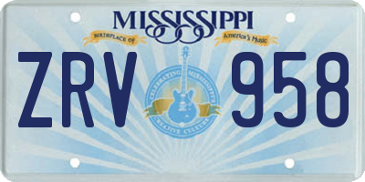 MS license plate ZRV958