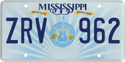 MS license plate ZRV962
