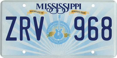 MS license plate ZRV968
