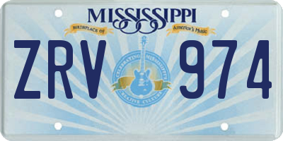 MS license plate ZRV974