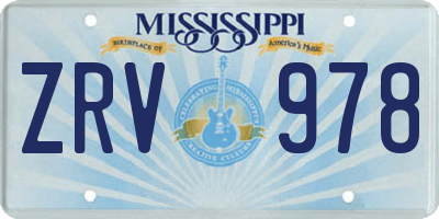 MS license plate ZRV978