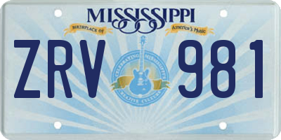 MS license plate ZRV981