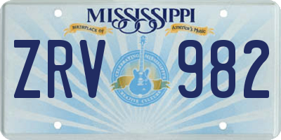 MS license plate ZRV982
