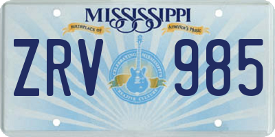 MS license plate ZRV985