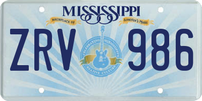 MS license plate ZRV986