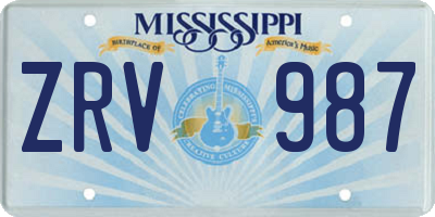 MS license plate ZRV987