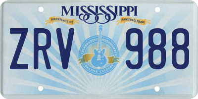 MS license plate ZRV988