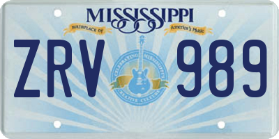 MS license plate ZRV989