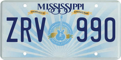 MS license plate ZRV990