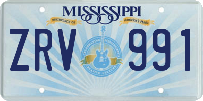 MS license plate ZRV991