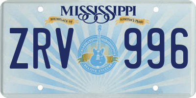 MS license plate ZRV996