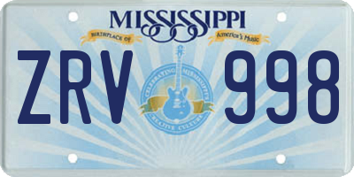 MS license plate ZRV998