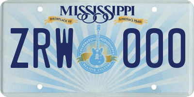 MS license plate ZRW000