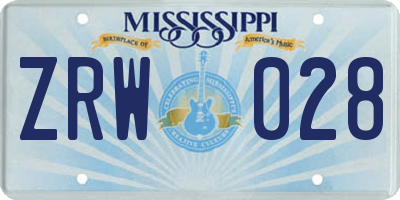 MS license plate ZRW028