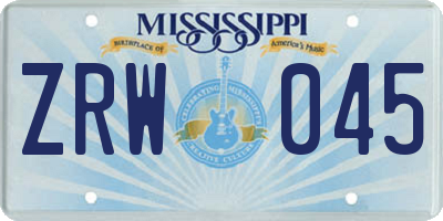 MS license plate ZRW045