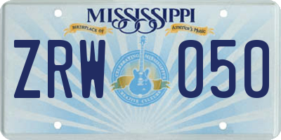 MS license plate ZRW050
