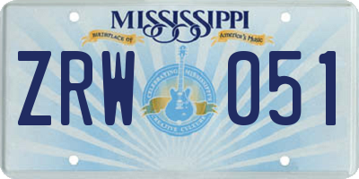 MS license plate ZRW051