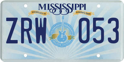 MS license plate ZRW053