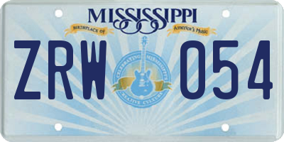 MS license plate ZRW054