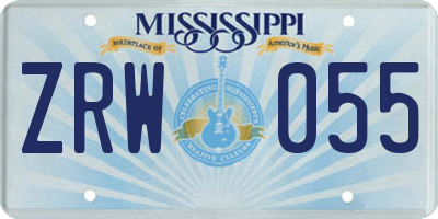 MS license plate ZRW055