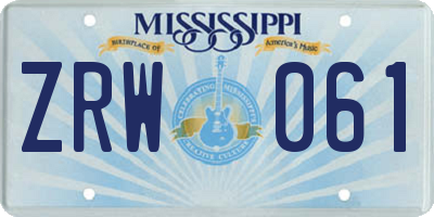 MS license plate ZRW061
