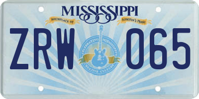 MS license plate ZRW065