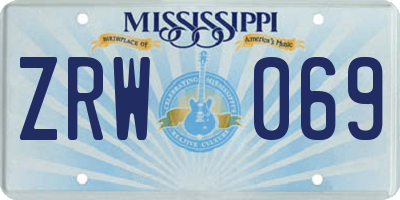 MS license plate ZRW069