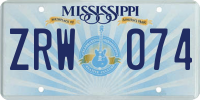 MS license plate ZRW074