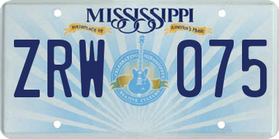 MS license plate ZRW075