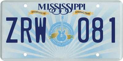 MS license plate ZRW081