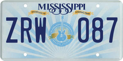 MS license plate ZRW087