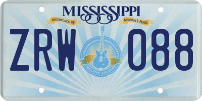 MS license plate ZRW088