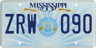 MS license plate ZRW090