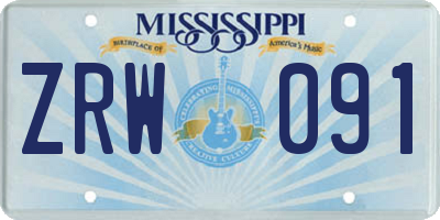MS license plate ZRW091