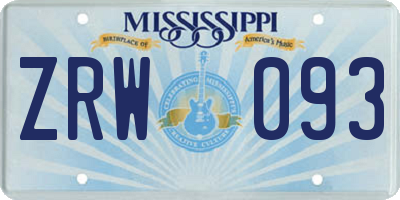 MS license plate ZRW093