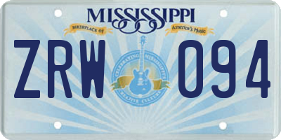 MS license plate ZRW094