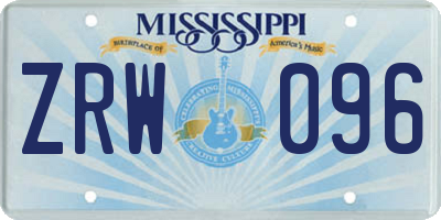 MS license plate ZRW096