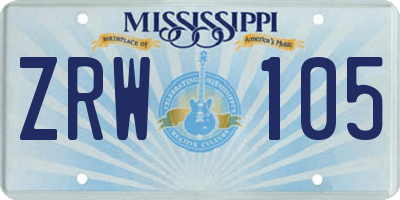 MS license plate ZRW105