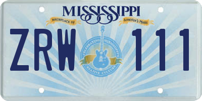 MS license plate ZRW111