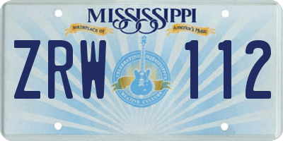 MS license plate ZRW112